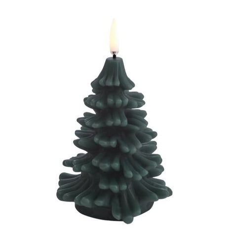 Uyuni LED Kaars Kerstboom Christmas Tree Candle 9x12 cm | Pine Green Smooth