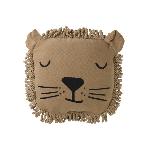Nobodinoz Lion Face Embroidery Kussen 34x34cm | Sesame