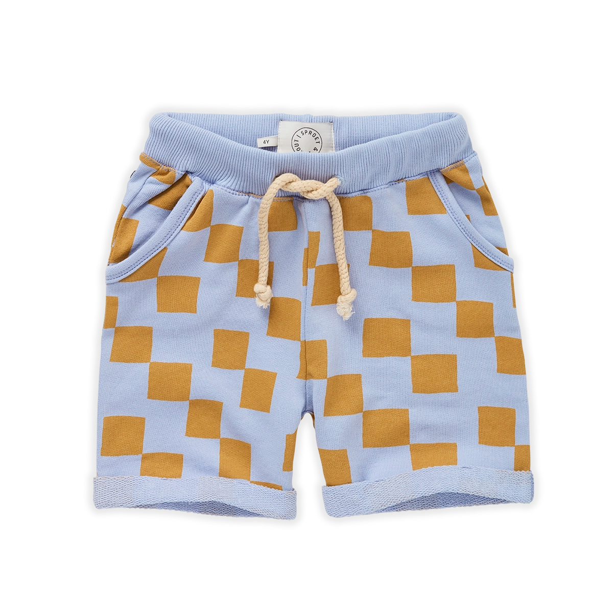 Sproet & Sprout Sweat Short Block Print De Gele Flamingo