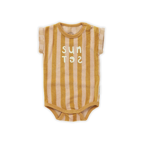 Sproet & Sprout Romper | Terry Stripe Sunset