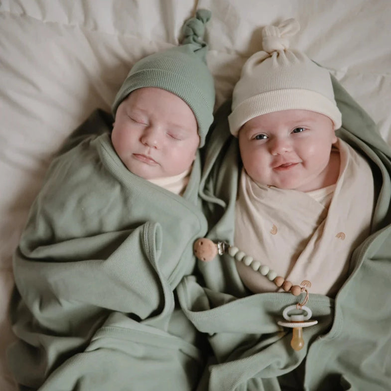 Mushie Ribbed Baby Blanket Deken 89x89cm | Roman Green