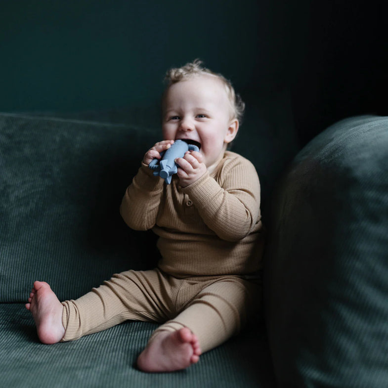 Mushie Silicone Baby Rattle Toy Rammelaar | Blue