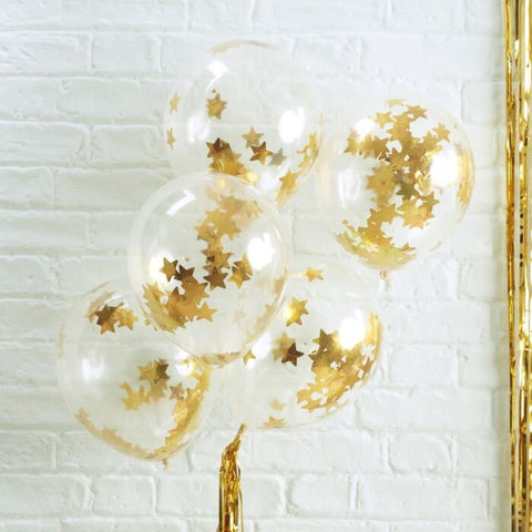 Ginger Ray Set 5 confetti ballonnen | Gold Star*