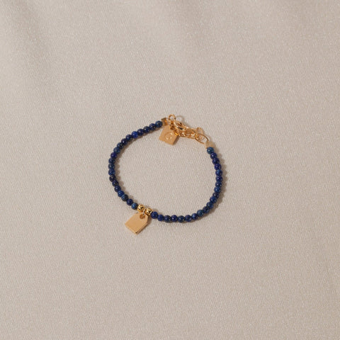 Galore Armband Birthstone December Lapis Lazuli & Tag | Goud