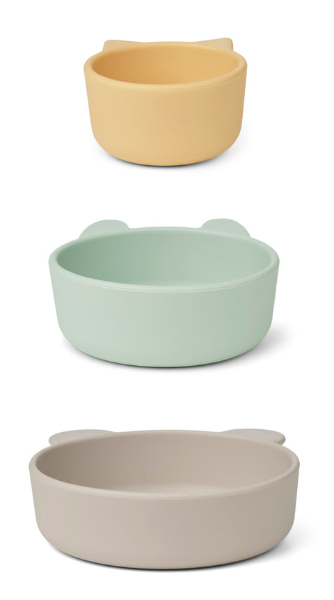 Liewood Eddie Silicone Bowls 3pack | Dusty Mint Multi Mix
