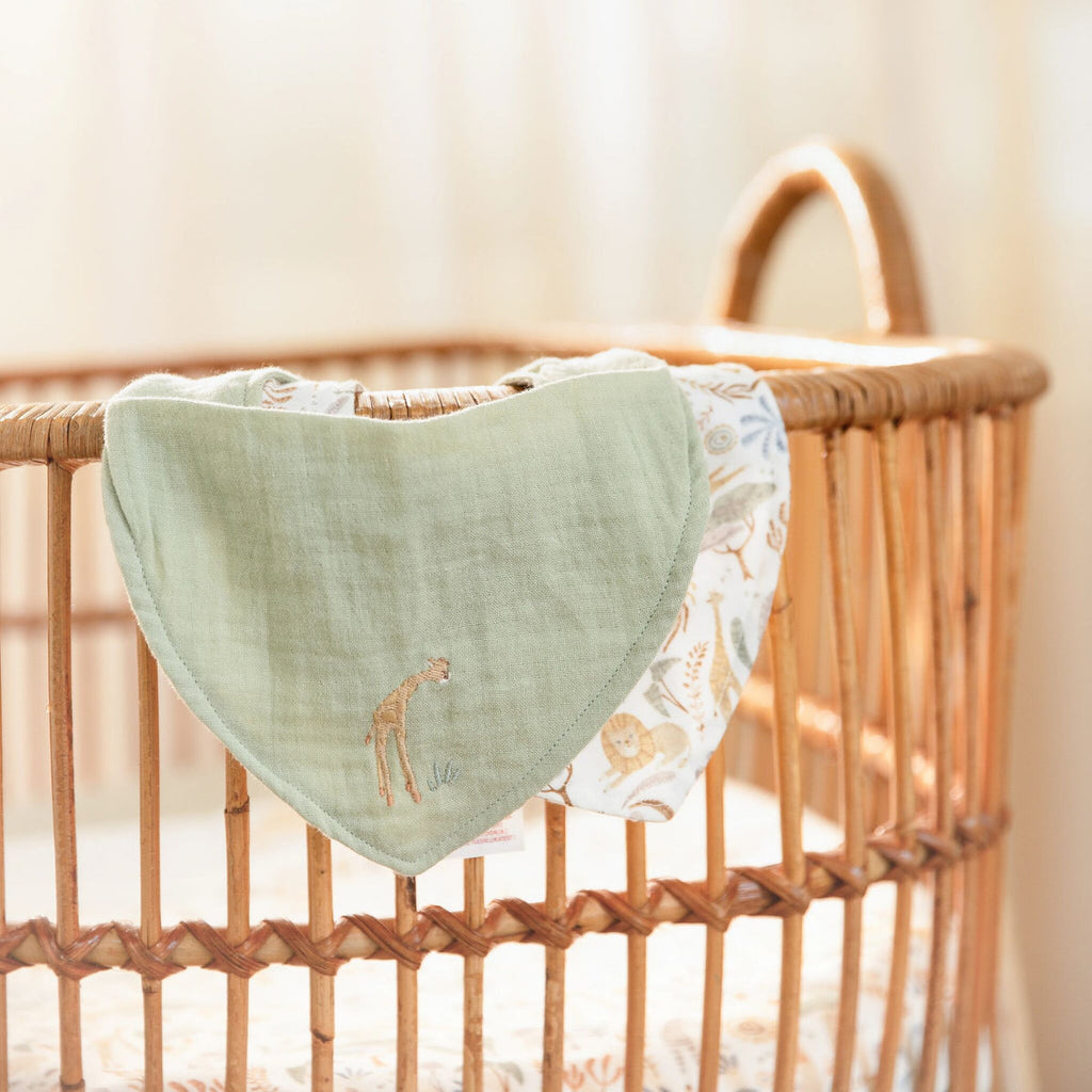 Little Dutch Bandana Slab 2-pack Safari Wonders groen, tweede productfoto van de set slabbetjes