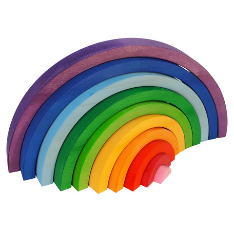 Bauspiel Kleurrijke Houten Blokken Set | Big Rainbow 10 Stuks