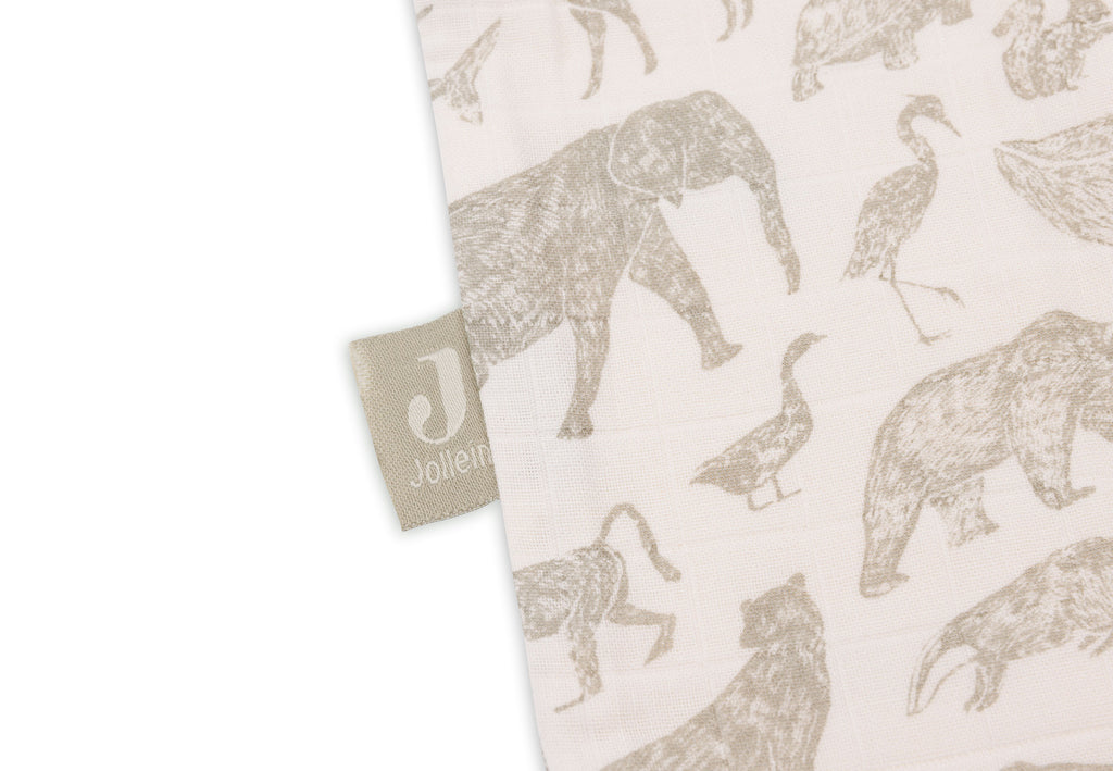 * Jollein Slaapzak Hydrofiel 90cm | Animals Olive Green