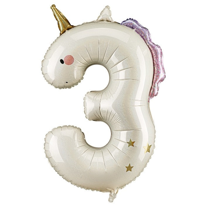 Party Deco Folie Ballon | Eenhoorn Cijfer 3