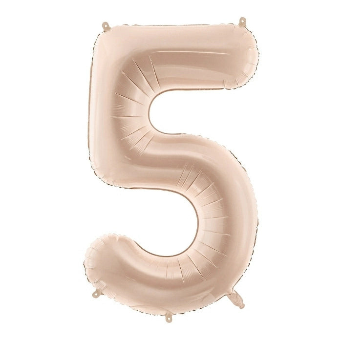 Party Deco Folie Ballon | Nummer 5 Pastel Beige