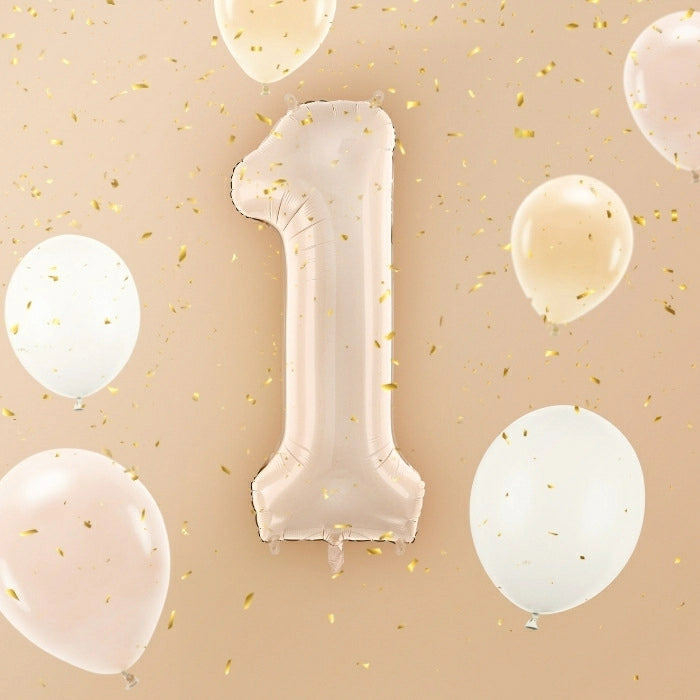 Party Deco Folie Ballon 72cm | Nummer 1 Pastel Beige