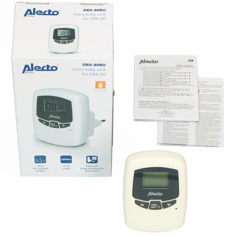 Alecto Extra Baby Unit DBX-80BU | Wit / Antraciet