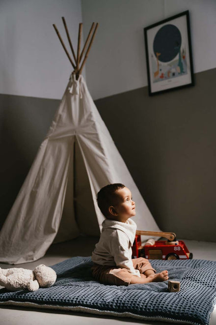 Koeka Boxkleed Wafel Amsterdam 75x95cm | Bluestone / Natural