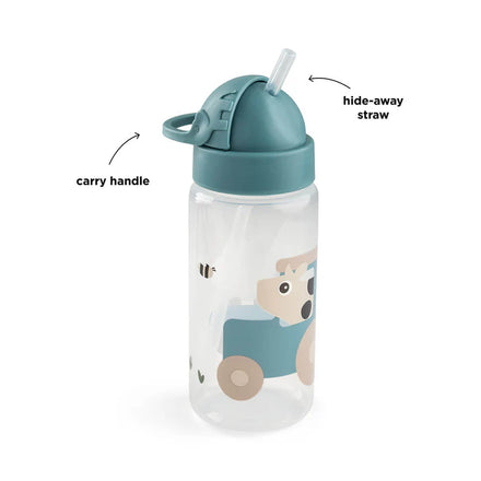 Done By Deer Drinkfles Met Rietje 350ml | Tiny Farm Blue