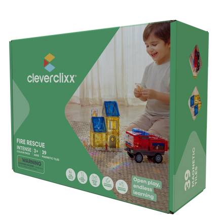 Cleverclixx Fire Rescue Pack Intense met 39 magnetische brandweertegels