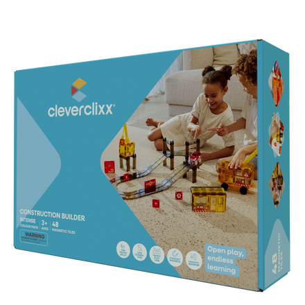 Cleverclixx Construction Builder Pack Intense met 48 delen, race track en kranen