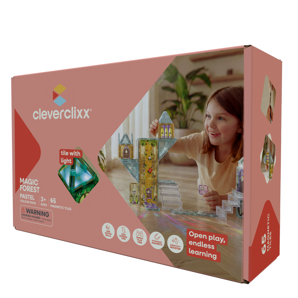 Cleverclixx Magic Forest Pack Pastel met 65 magnetische sprookjestegels