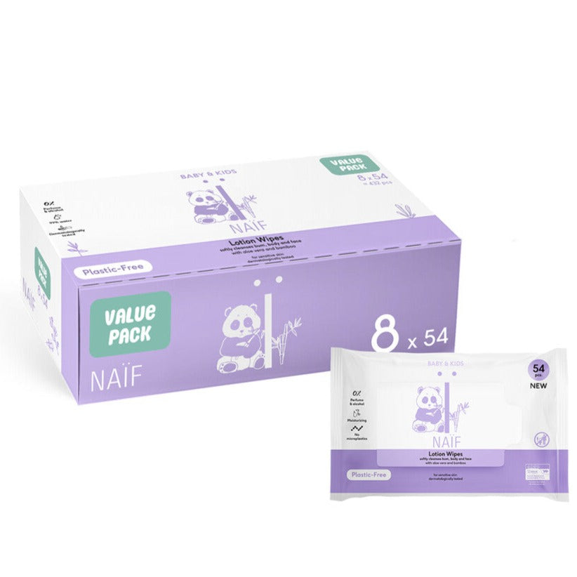 * Naïf Plasticvrije Lotion Wipes Billendoekjes Set 8 x 54 Stuks