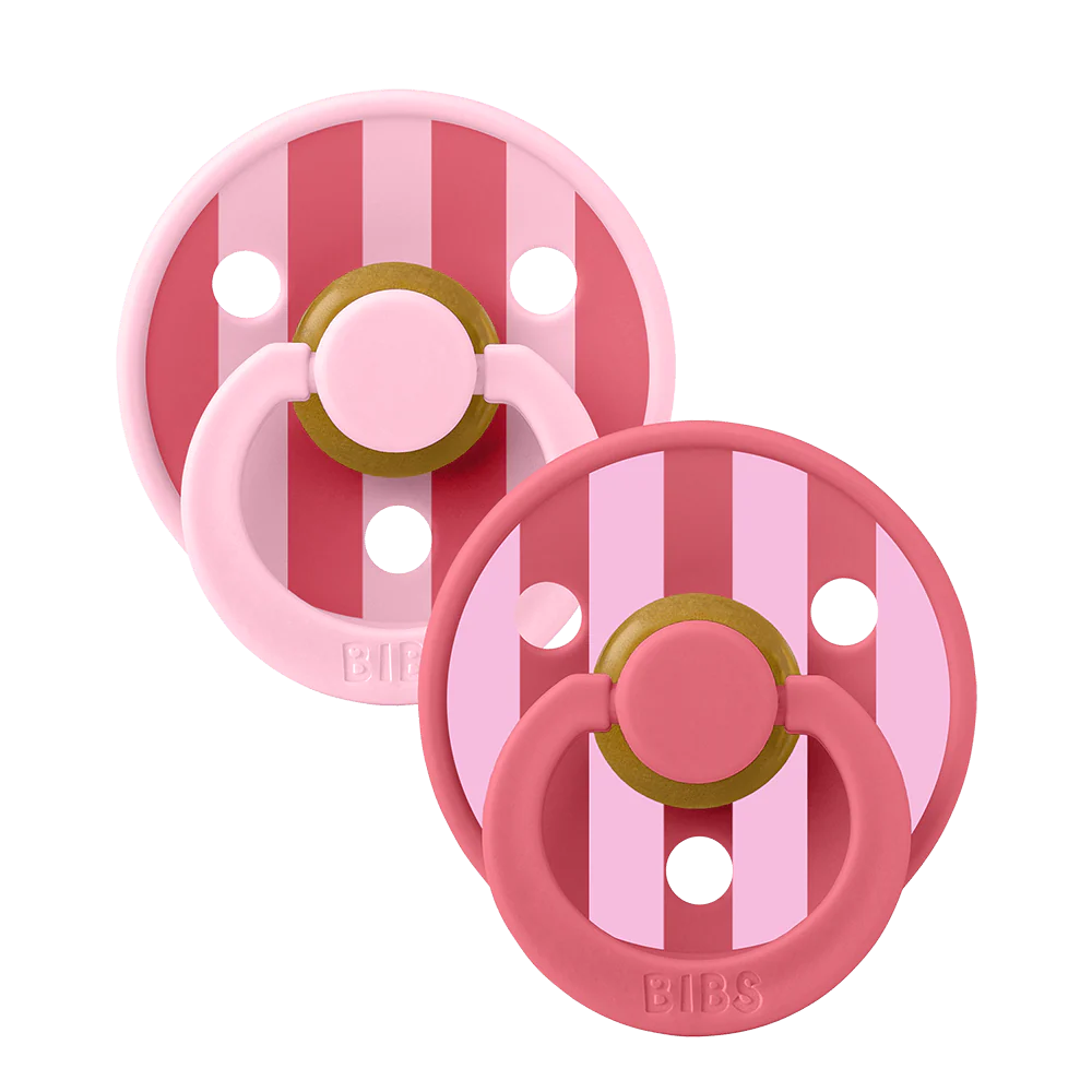 Bibs Fopspeen Size 1 Latex Rond 2 pack | Baby Pink / Coral Mix