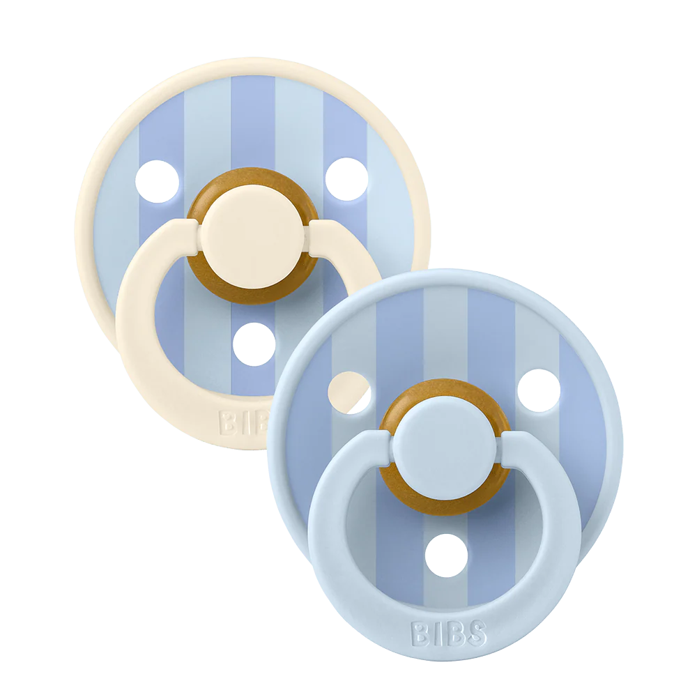 Bibs Fopspeen Size 2 Latex Rond 2 pack | Baby Blue / Dusty Blue