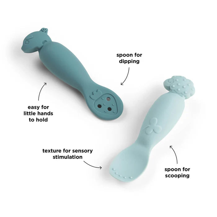 Done By Deer Learning Spoon Set | Tiny Farm Blue