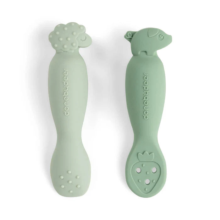Done By Deer Learning Spoon Set | Tiny Farm Green