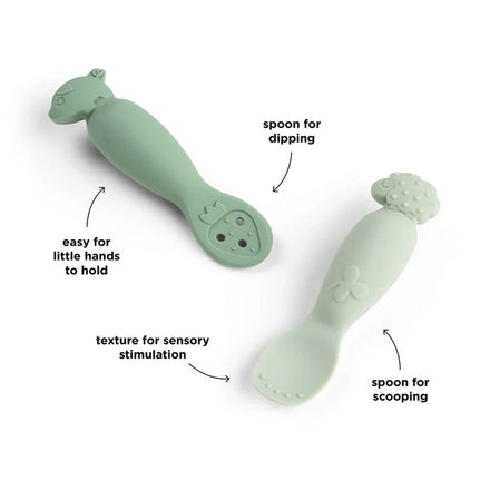 Done By Deer Learning Spoon Set | Tiny Farm Green