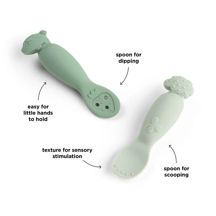 Done By Deer Learning Spoon Set | Tiny Farm Green