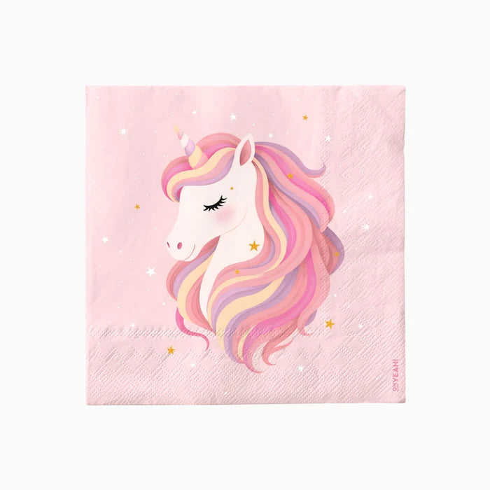 Oh Yeah Set Servetten 20st 33x33cm | Roze Unicorn