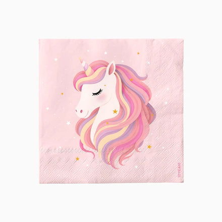 Oh Yeah Set Servetten 20st 33x33cm | Roze Unicorn