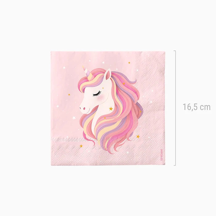 Oh Yeah Set Servetten 20st 33x33cm | Roze Unicorn