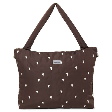 Studio Noos Diaper Bag Luiertas Met Rits | Brown Puffy Hearts