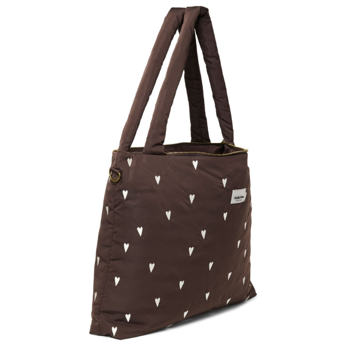 Studio Noos Diaper Bag Luiertas Met Rits | Brown Puffy Hearts