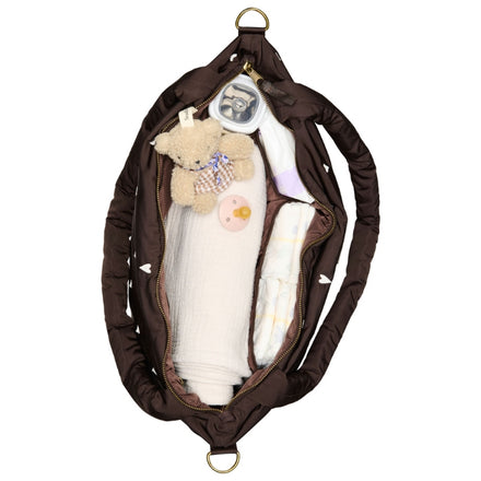Studio Noos Diaper Bag Luiertas Met Rits | Brown Puffy Hearts