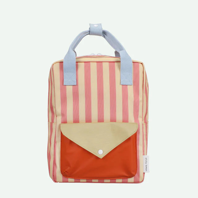 Sticky Lemon Rugzakje Medium | Envelope Stripes Coral Pink + Sandy Yellow