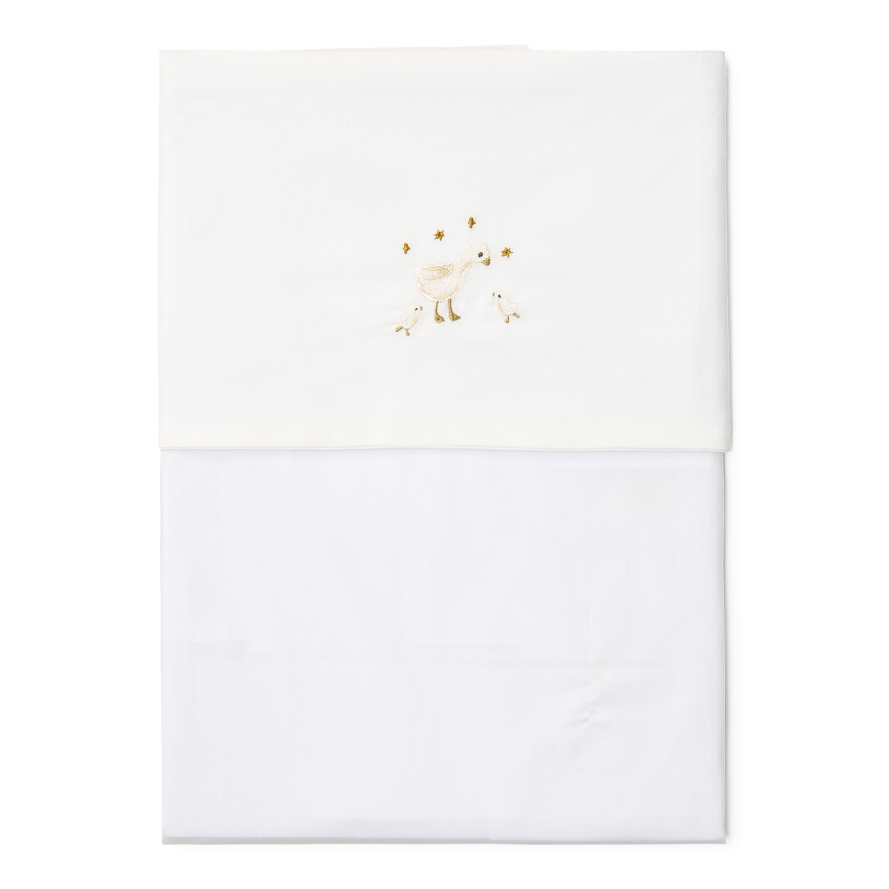 Little Dutch Ledikantlaken Geborduurd Little Farm 110x140 | Wit