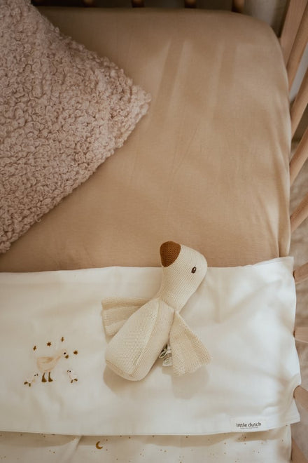 Little Dutch Wieglaken Geborduurd Little Goose 70x100 | Wit