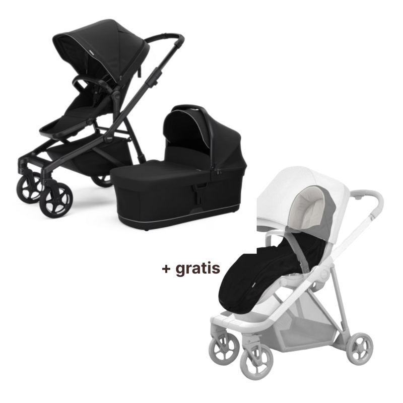 Thule Sleek 2 Stadskinderwagen + GRATIS Voetenzak | Black On Black