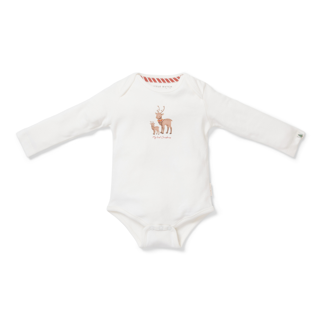* Little Dutch Bodysuit My First Christmas Lange Mouwen | Wit