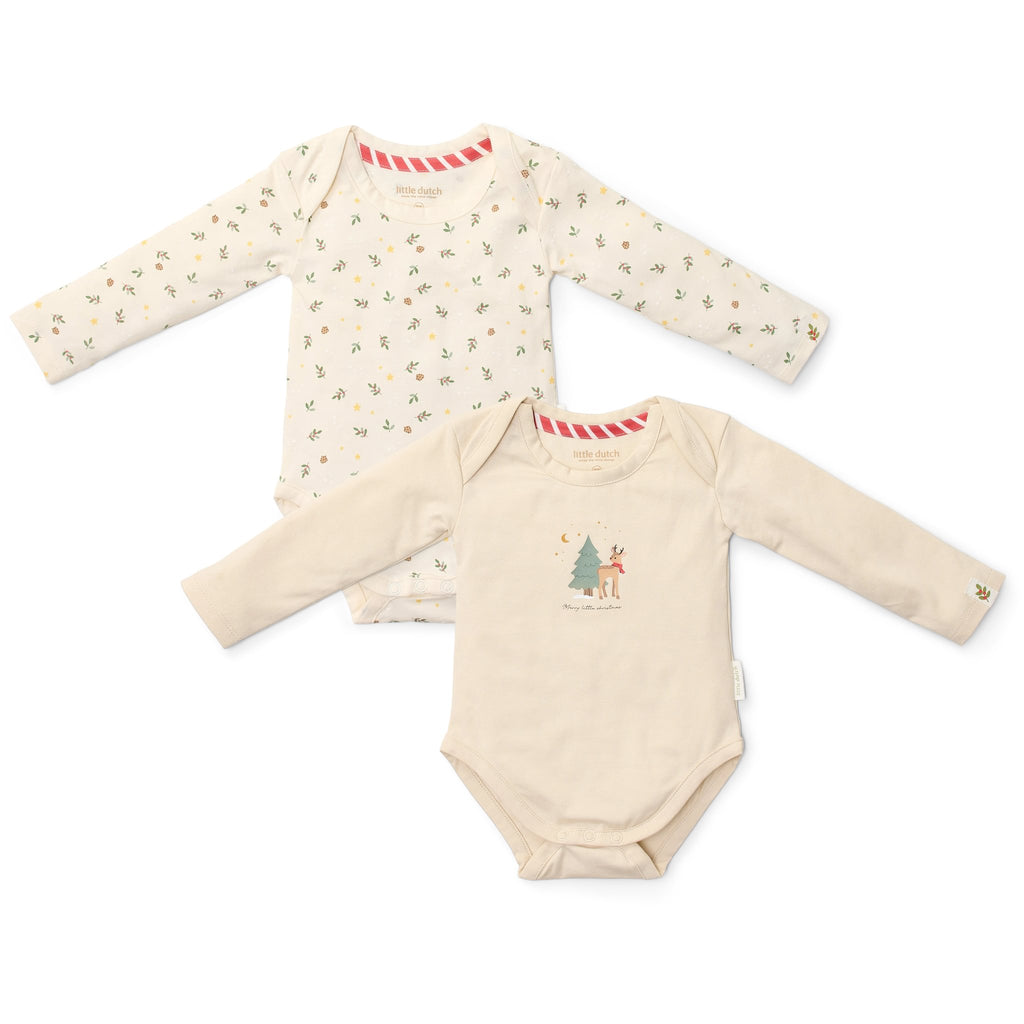 Little Dutch Romper Lange Mouw Little Christmas 2-pack | Creme