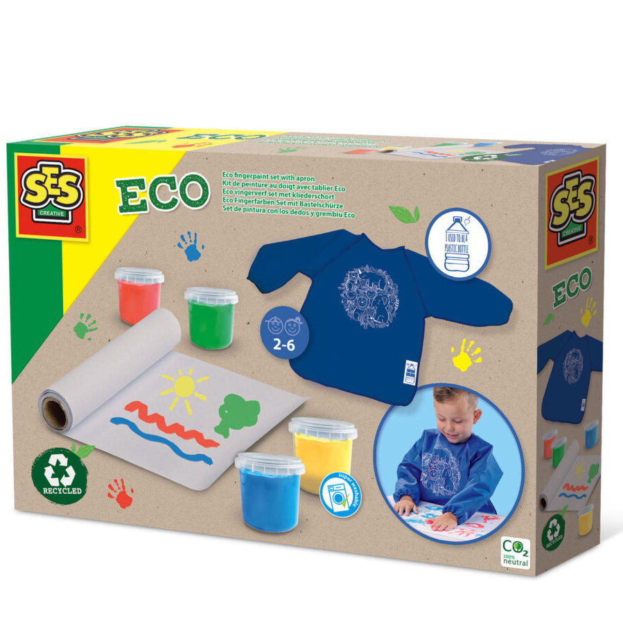 * SES Creative Eco Vingerverf Set Met Kliederschort