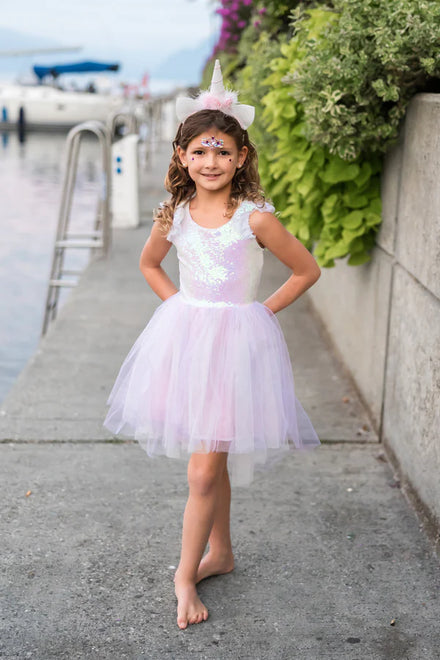 * Great Pretenders Dreamy Unicorn Jurk Iridescent/Pink Met Haarband | 5-6Y
