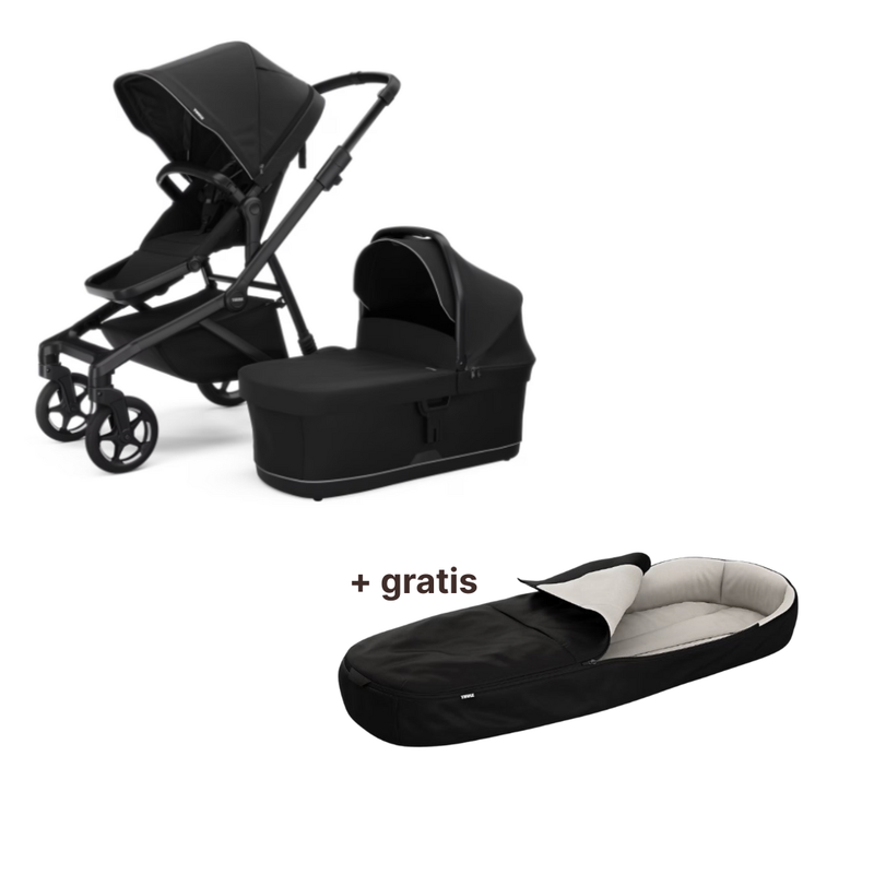 Thule Sleek 2 Stadskinderwagen + GRATIS Voetenzak | Black On Black