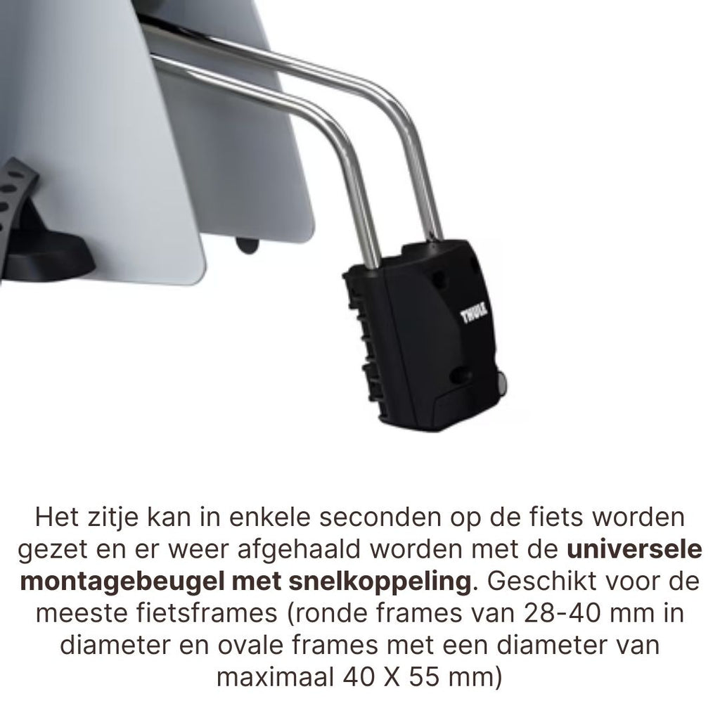 Thule Ride Along 2 Kantelbaar Fietsstoel Achterop Frame Montage | Lichtgrijs