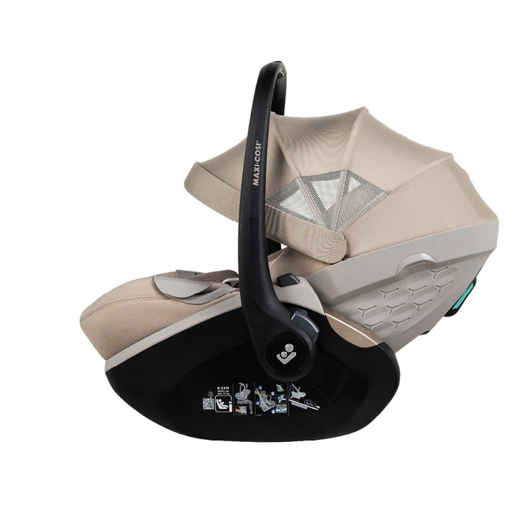 Joolz Autostoel Maxi-Cosi Pebble Slide Pro Sandy Taupe, met de draagbeugel rechtop