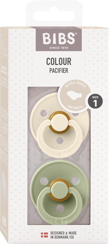 * Bibs Fopspeen Anatomisch 0+M Maat 1 | Ivory / Sage