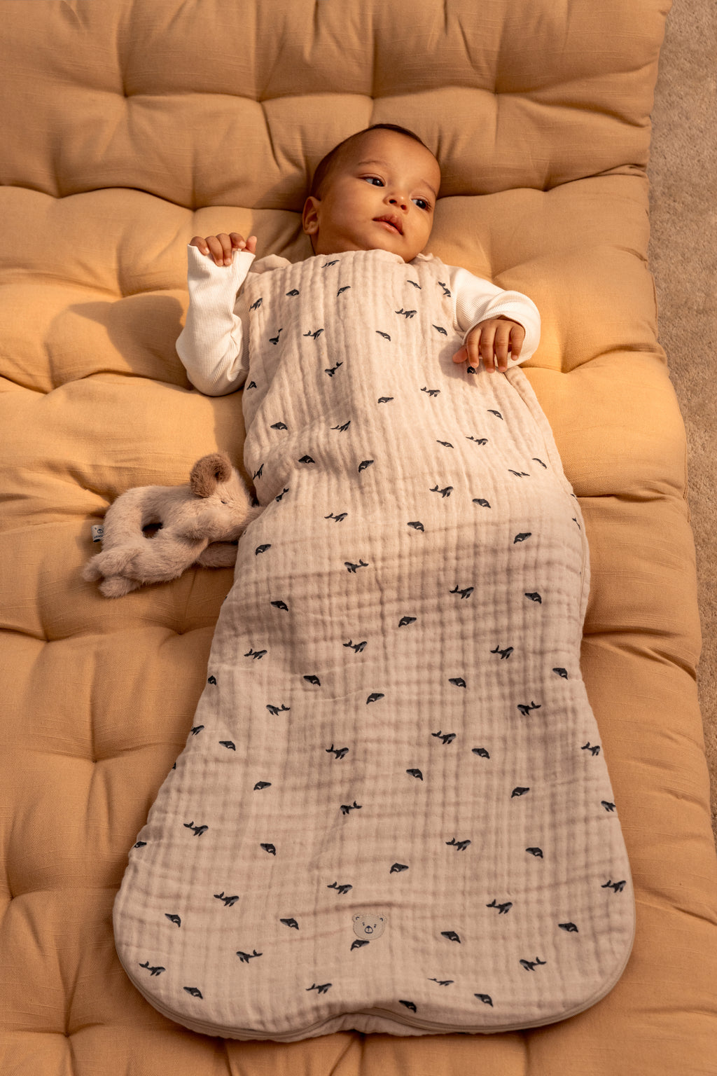 Liewood Flora Printed Slaapzak 0M+ | Mini Whale / Sandy