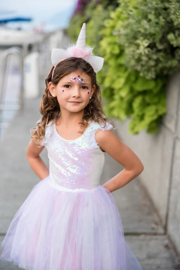 * Great Pretenders Dreamy Unicorn Jurk Iridescent/Pink Met Haarband | 5-6Y