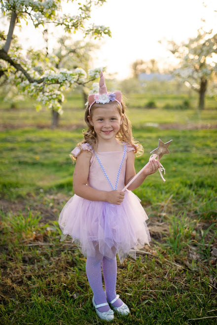 * Great Pretenders Shimmer Unicorn Jurk & Haarband Pink | 5-6Y