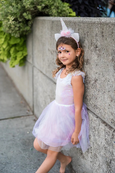 * Great Pretenders Dreamy Unicorn Jurk Iridescent/Pink Met Haarband | 5-6Y